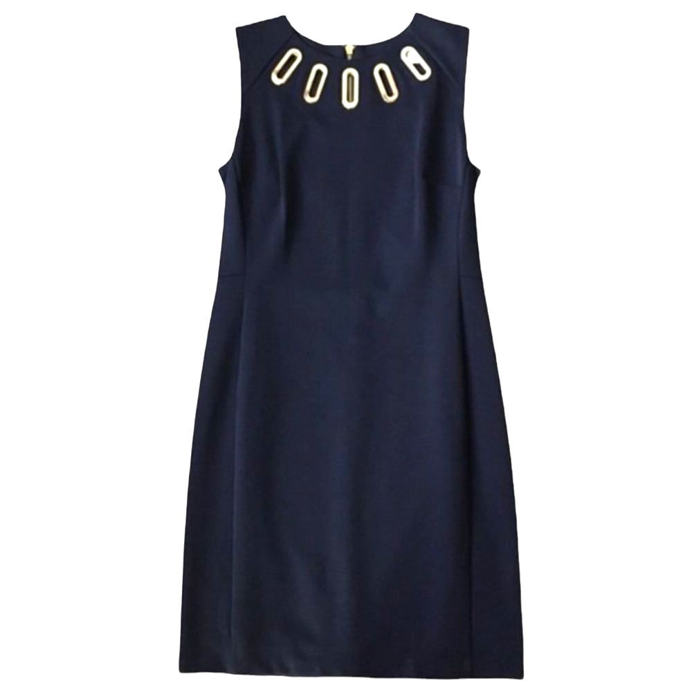 Michael Kors Navy Sleeveless Shift Dress Gold Hardware Size 4 NWT